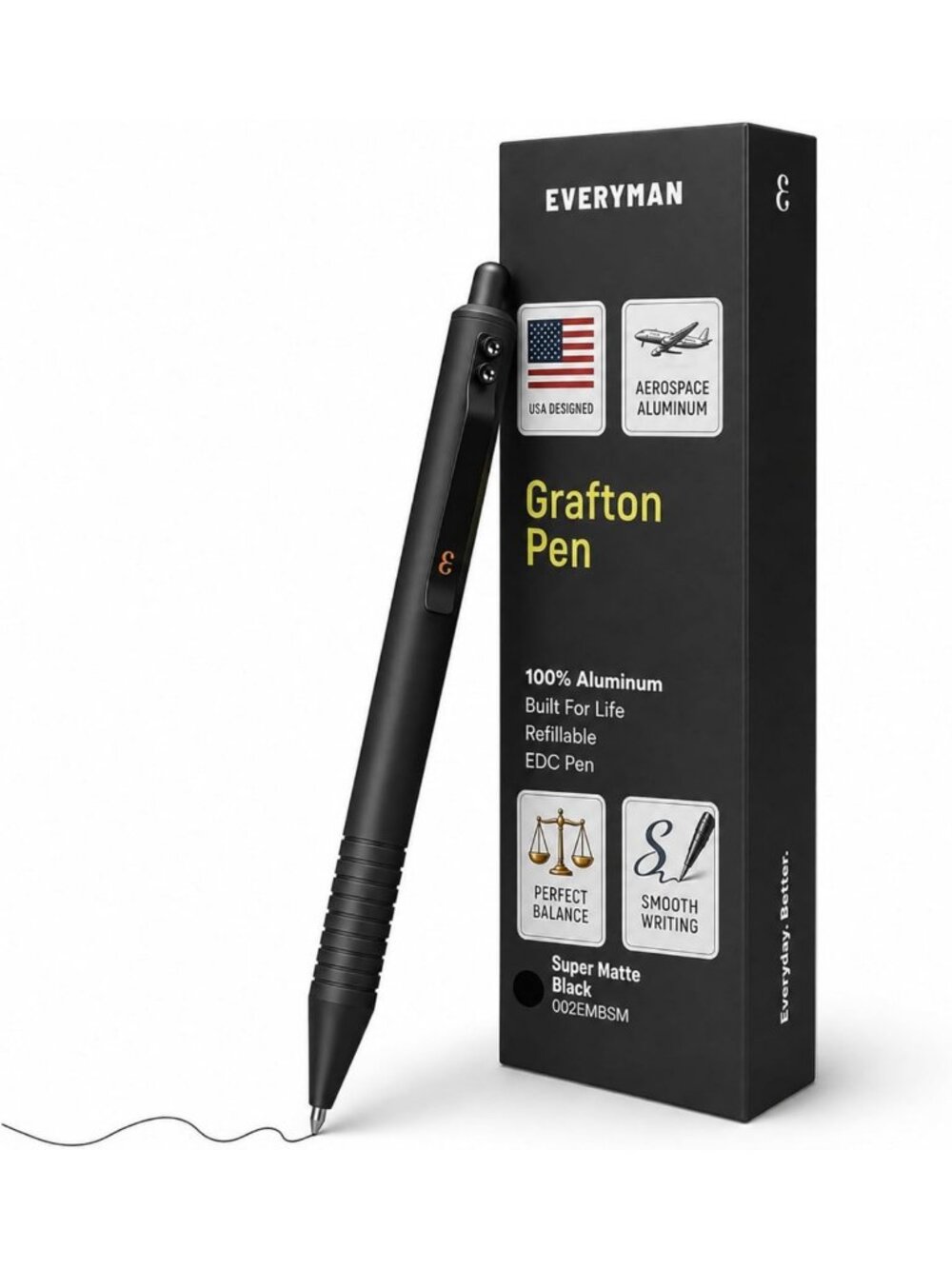 Super Matte Black Gel Ink Pen - Refillable, 0.7mm, Perfect for EDC & Daily Use